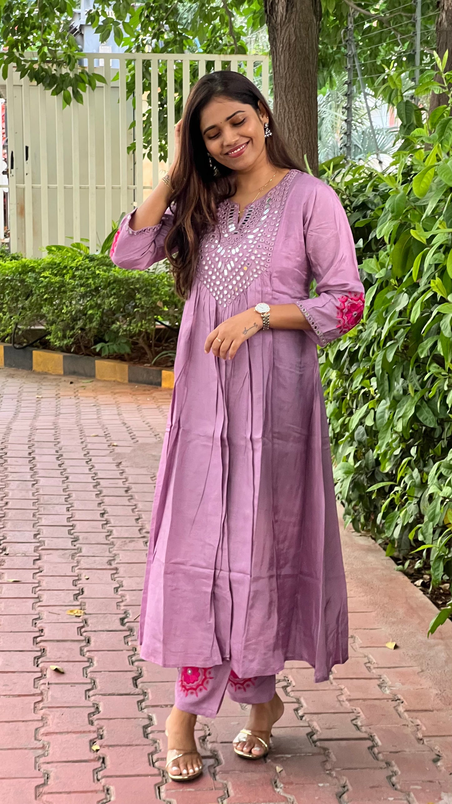 A0186 Mirror work Dola silk 2pc set