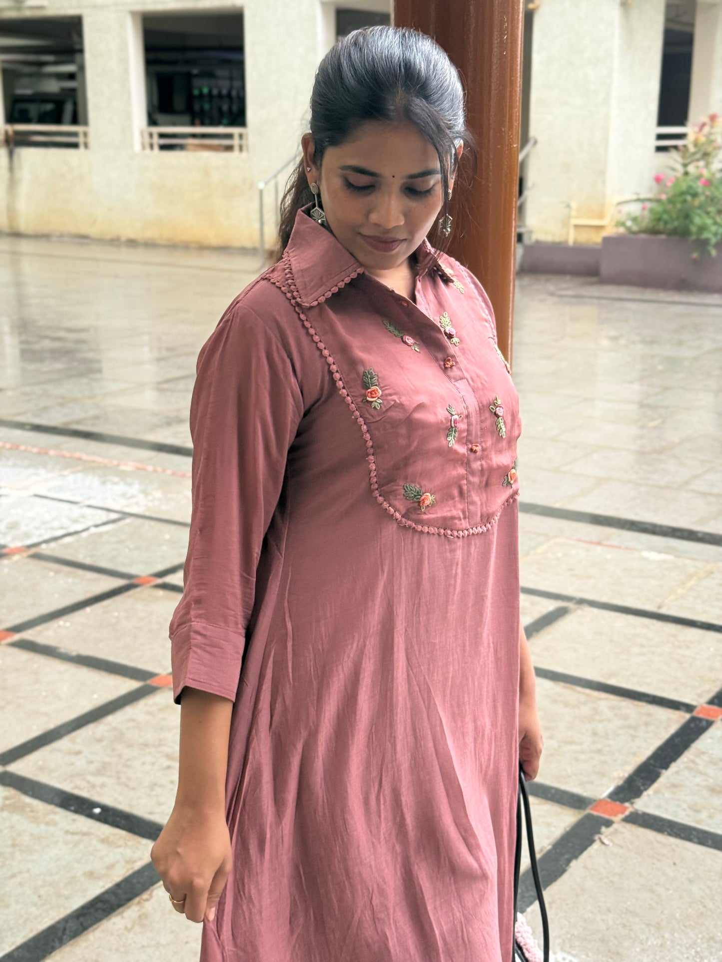 A0532 brown mul chanderi coord set