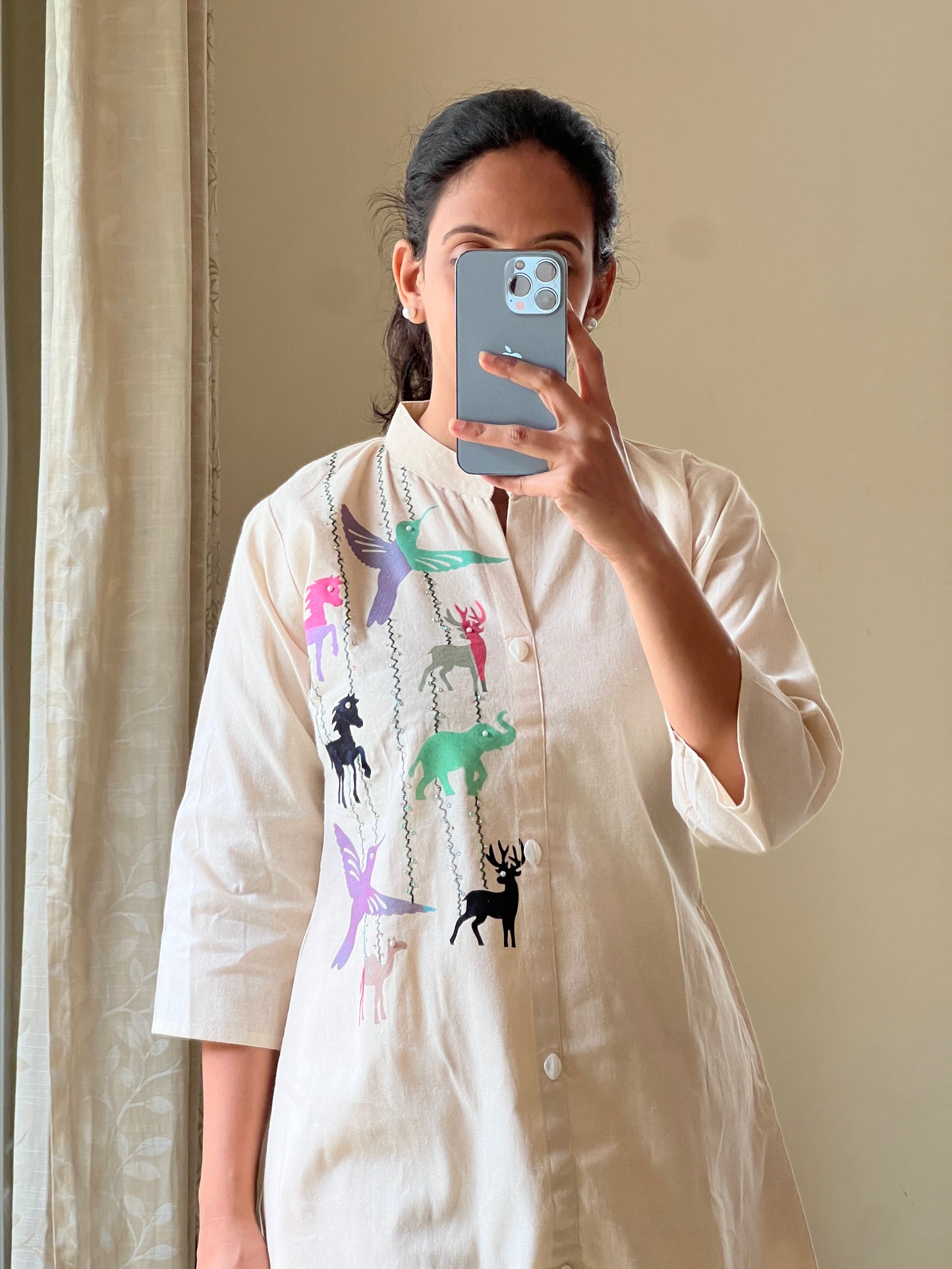 A0474 khadi animal printed coord set