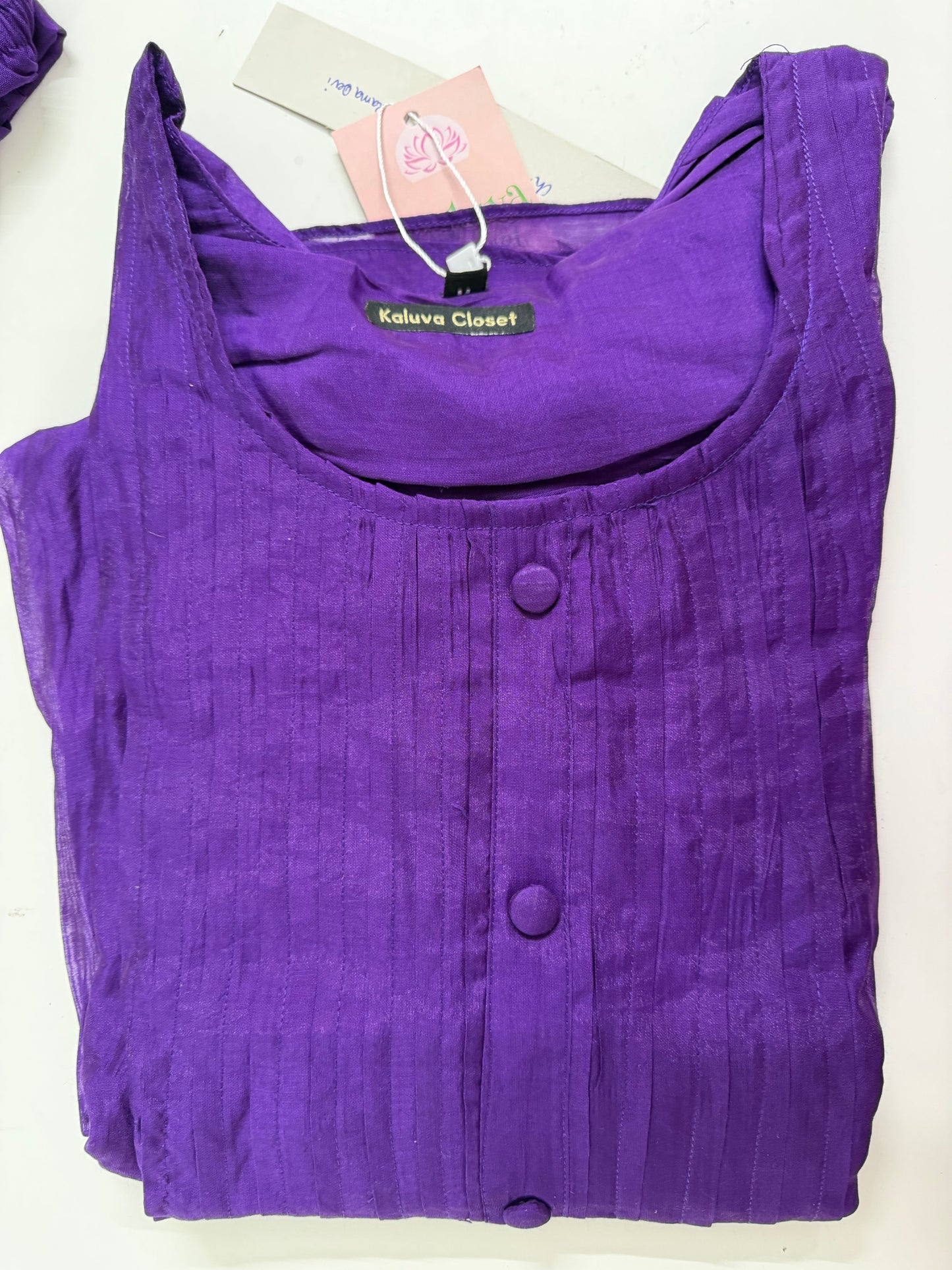 New shade and other pictures are for reference A0606 Purple 3pc set with hand kanta detailing all over the dress