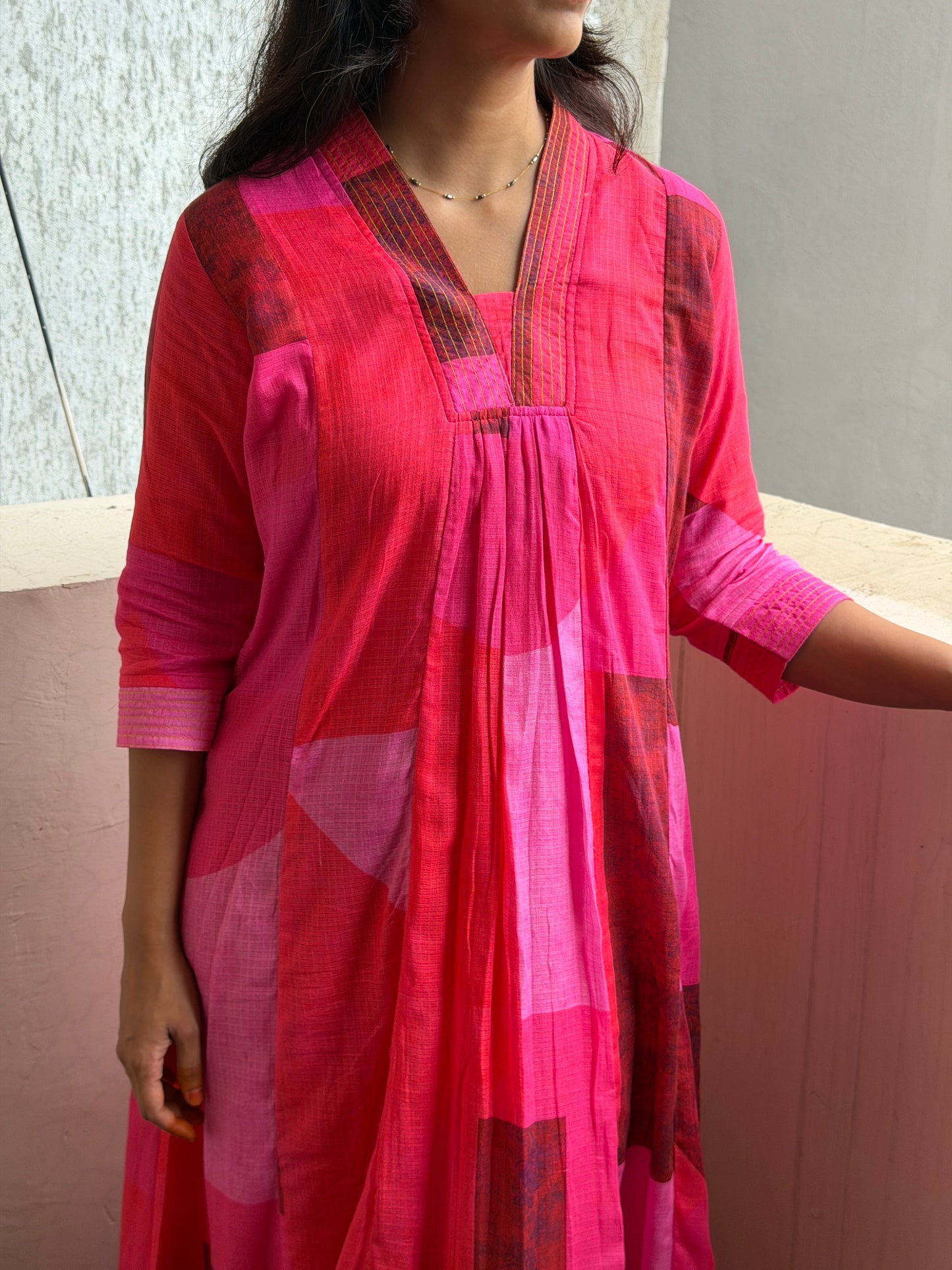 Pink Kota cotton abstract print all over the dress