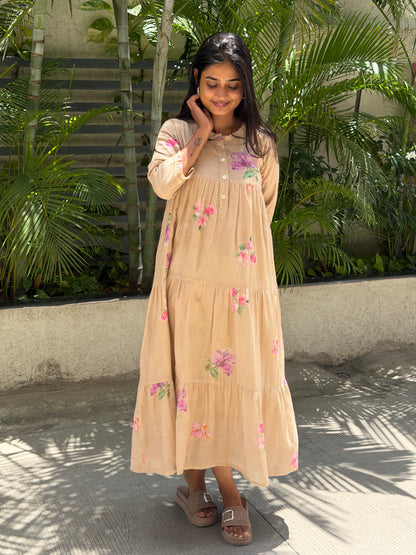 A0832 Mul Kota dresswith floral print all over the outfit