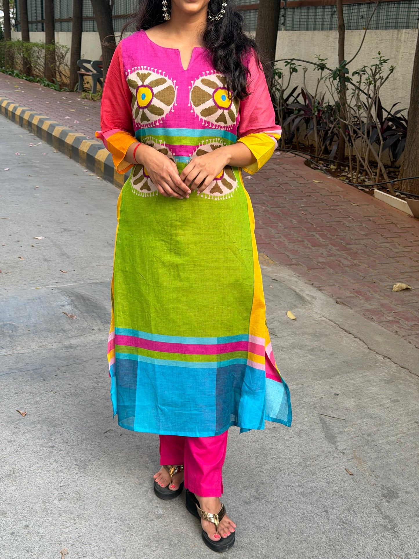A0655 Mul cotton 2pc set in beautiful multi shade