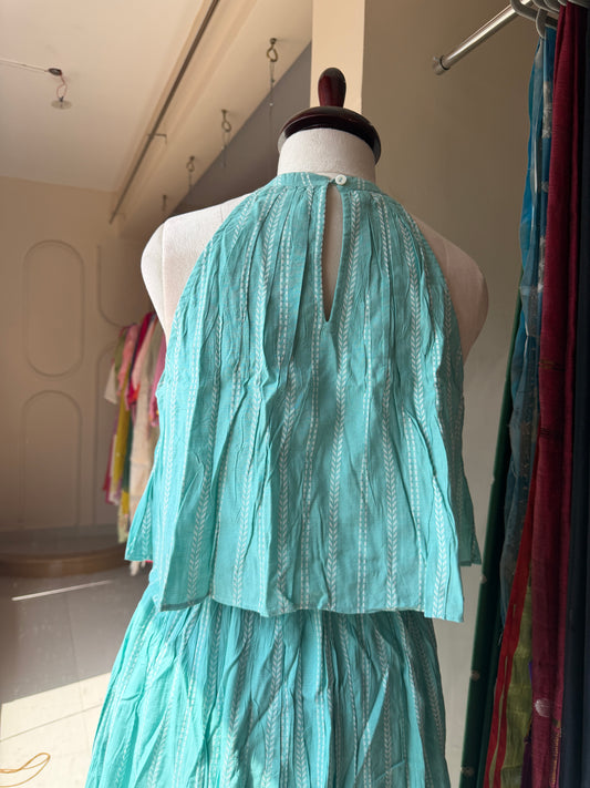 Blue Jamdani skirt & alter neck top
