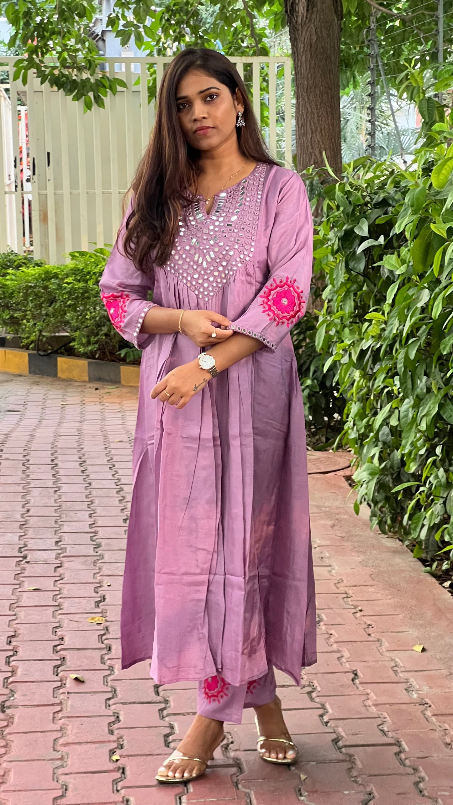 A0186 Mirror work Dola silk 2pc set
