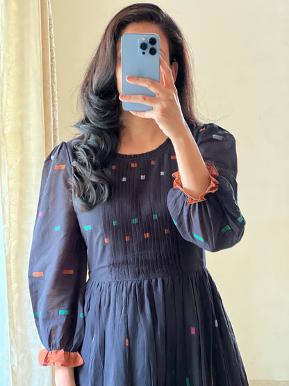 A0157 Bengal cotton jamdani one piece dress