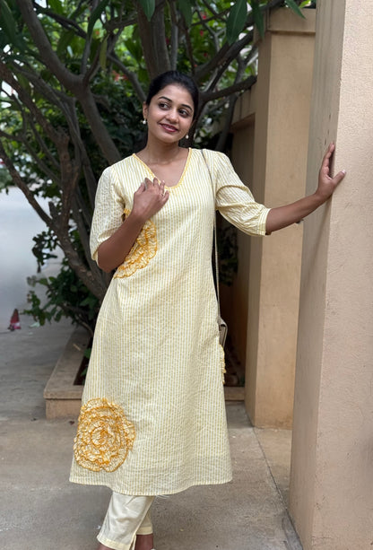 A0786 Butter yellow pure cotton 2pc set