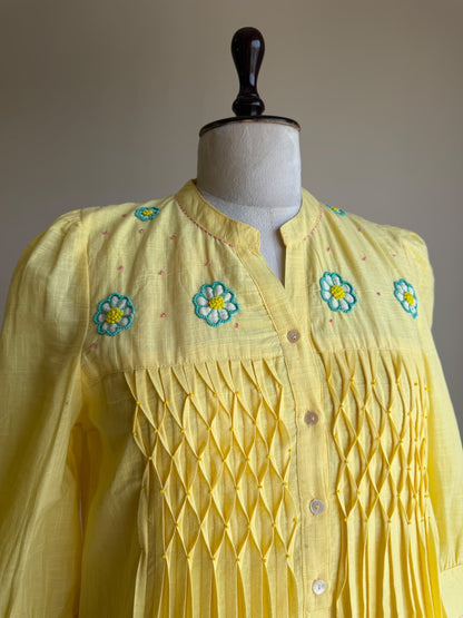A0862 yellow cotton one piece dress
