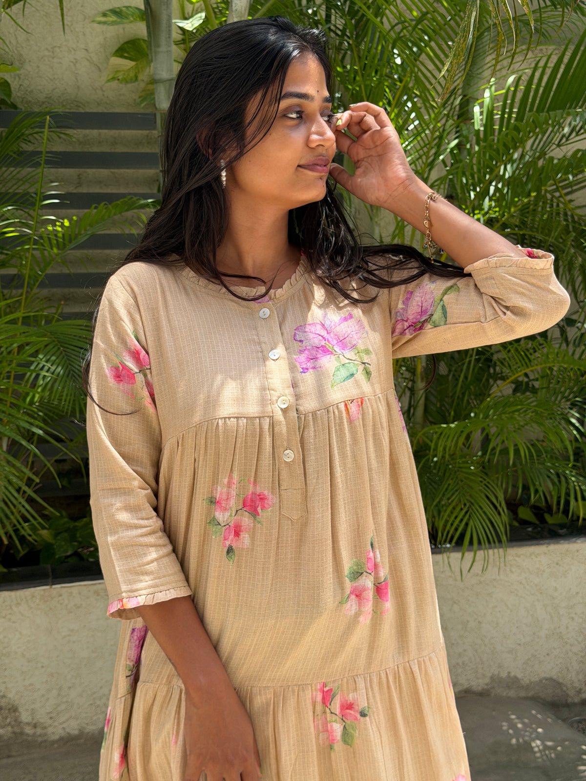 A0832 Mul Kota dresswith floral print all over the outfit