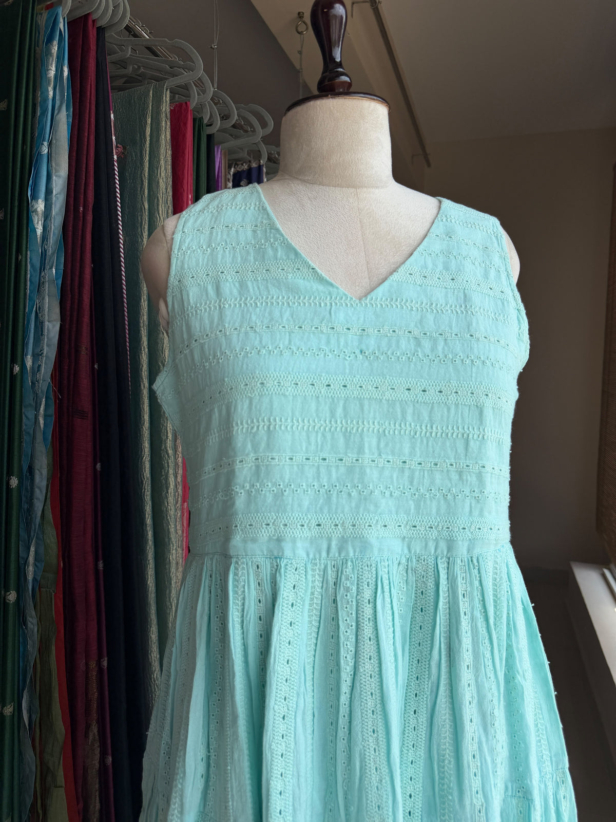 Sea blue Hakoba one piece sleeveless dress