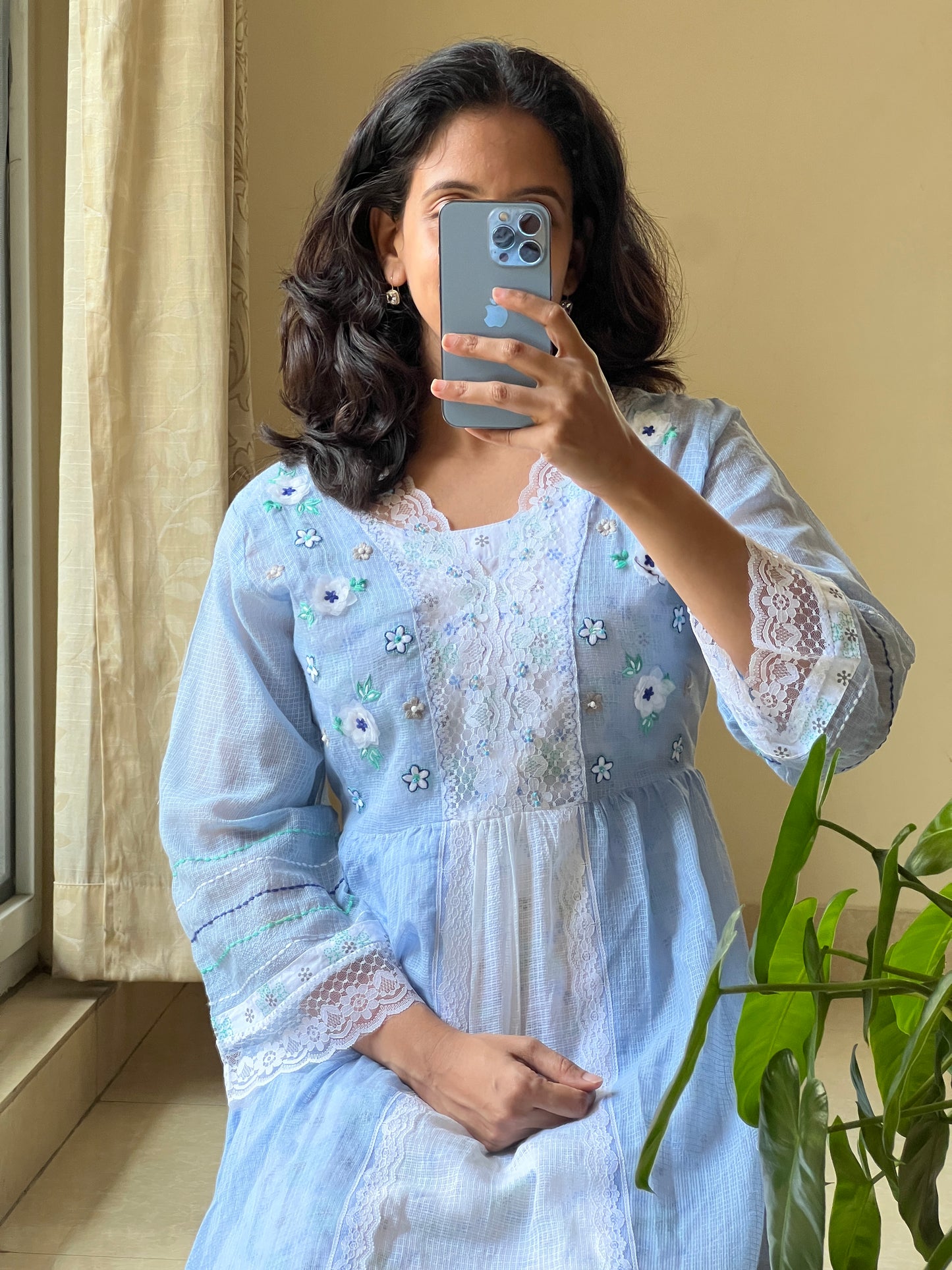 Blue Feather Pure Kota cotton dress comes with printed cotton lining