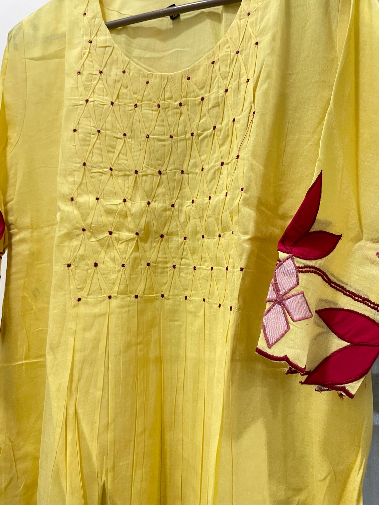 A0132 yellow Mulmul one piece dresss