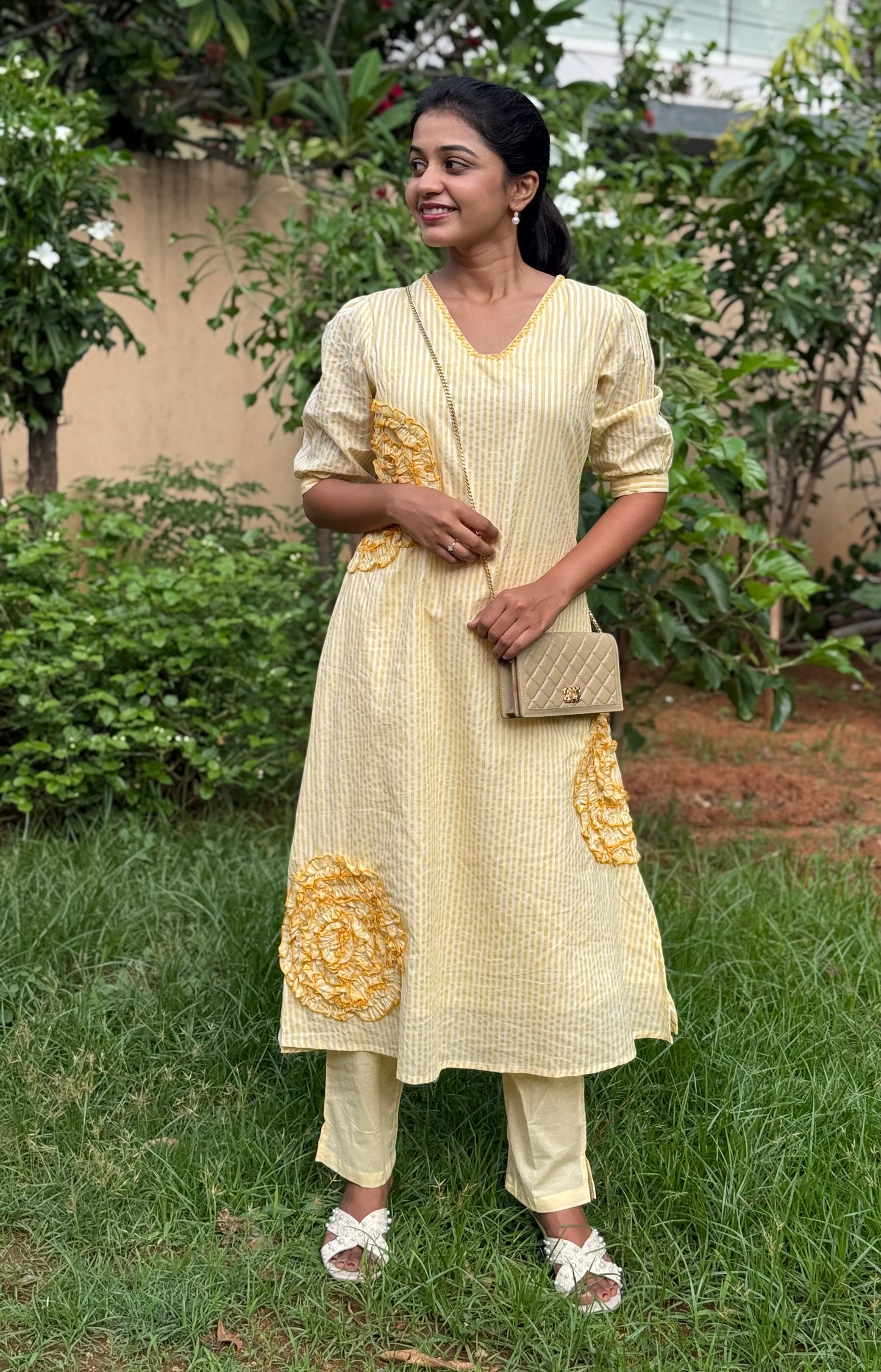 A0786 Butter yellow pure cotton 2pc set