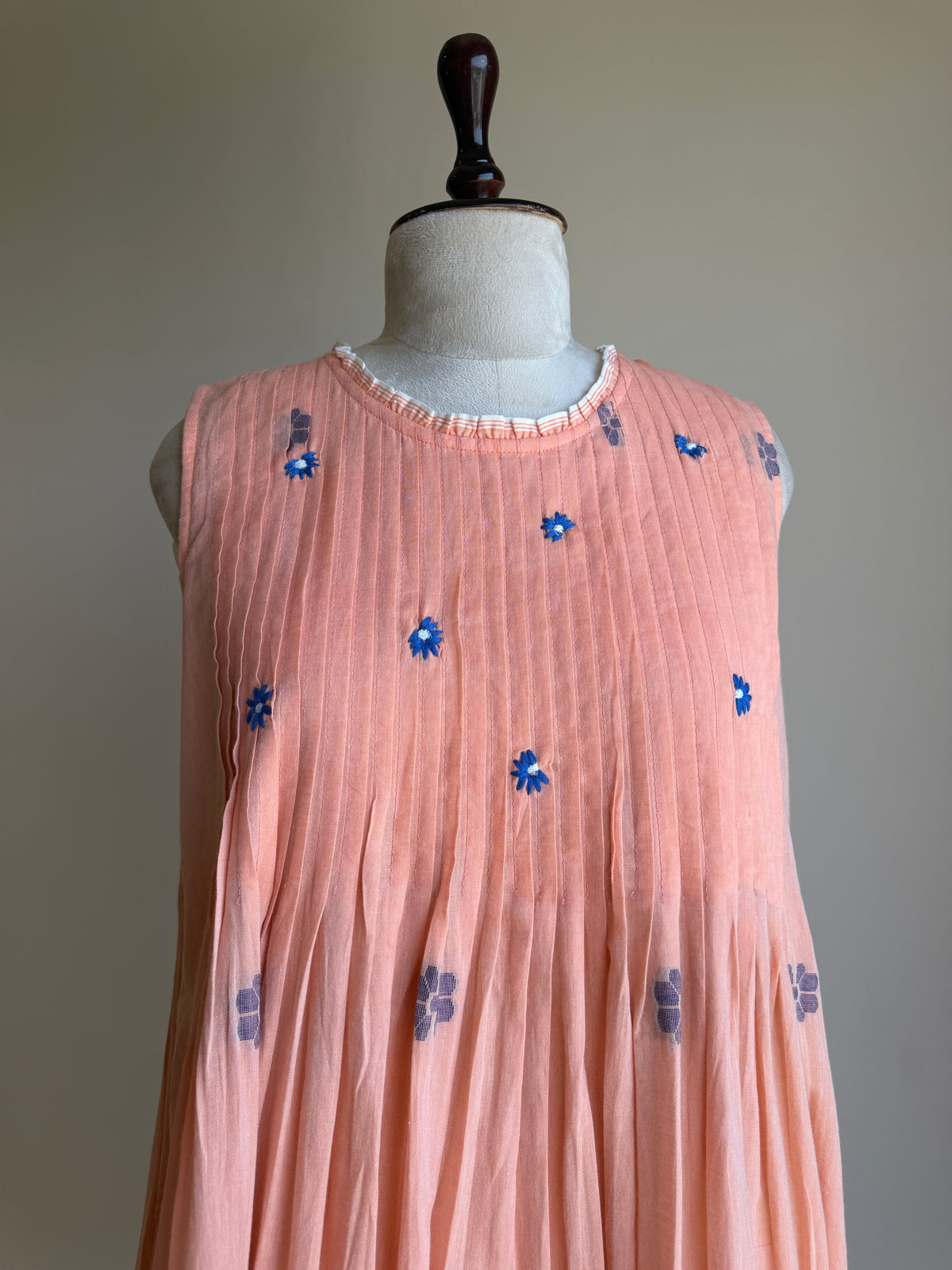 A0859 Jamdani double layer dress in pure Mul cotton