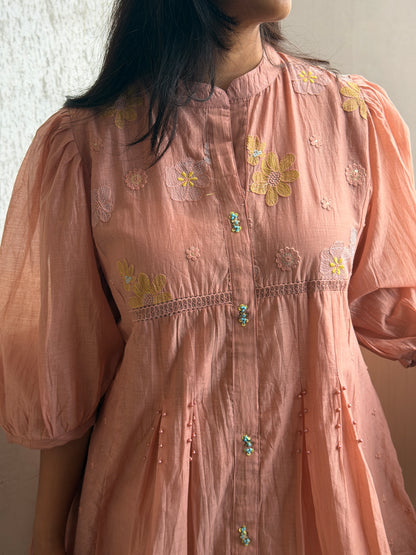 A0811 Mul Chanderi Coral Blush cordset