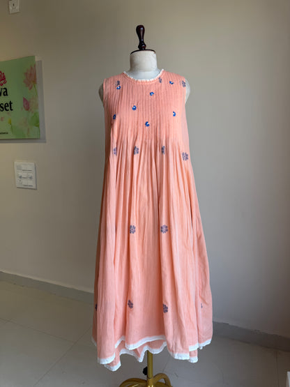 A0859 Jamdani double layer dress in pure Mul cotton