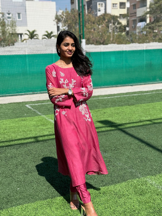 A0308 premium Mul chanderi 2 piece dress Code work all over detailing