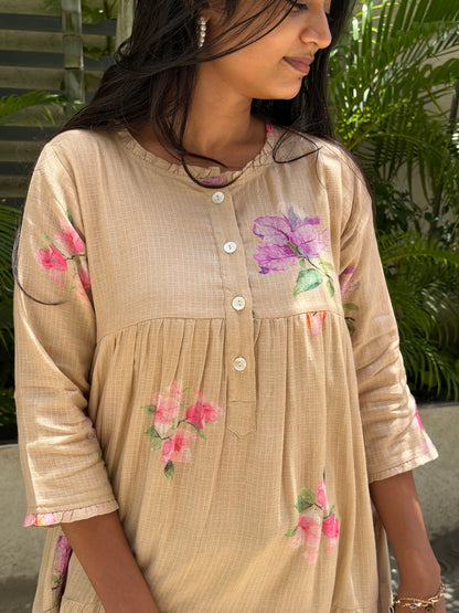 A0832 Mul Kota dresswith floral print all over the outfit