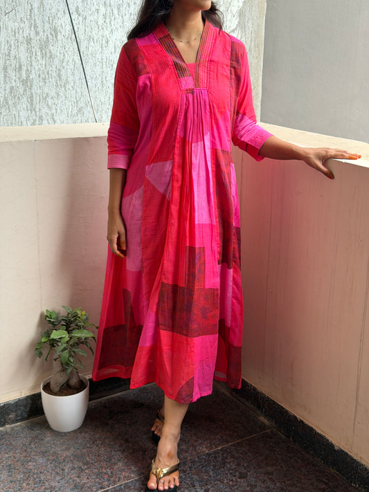 Pink Kota cotton abstract print all over the dress
