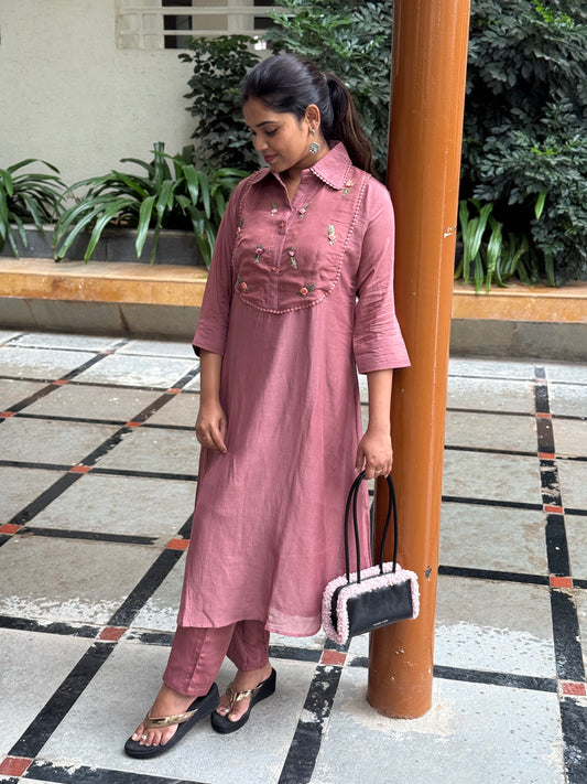 A0532 brown mul chanderi coord set