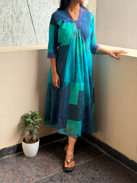 A0805 Kota cotton self design abstract dress