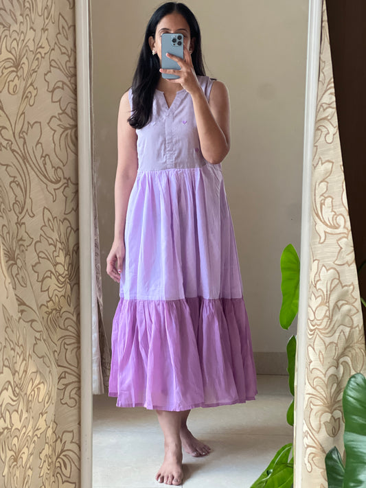 A0631 lavender shaded 3 tier frock budget friendly collection