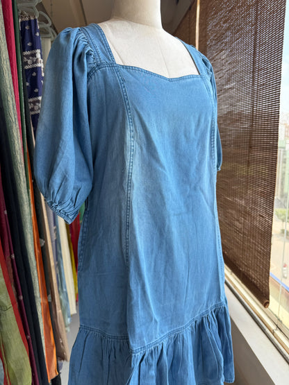 Denim knee length dress
