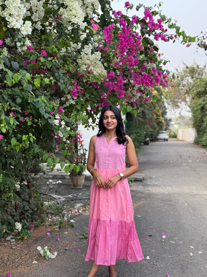 A0630 pink shaded 3 tier frock budget friendly collection