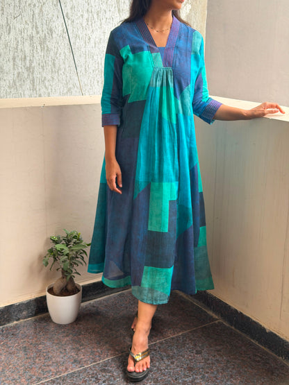 A0805 Kota cotton self design abstract dress