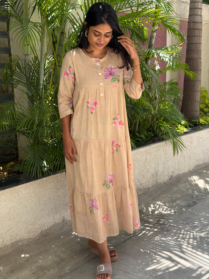 A0832 Mul Kota dresswith floral print all over the outfit