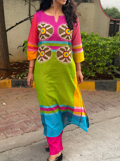 A0655 Mul cotton 2pc set in beautiful multi shade