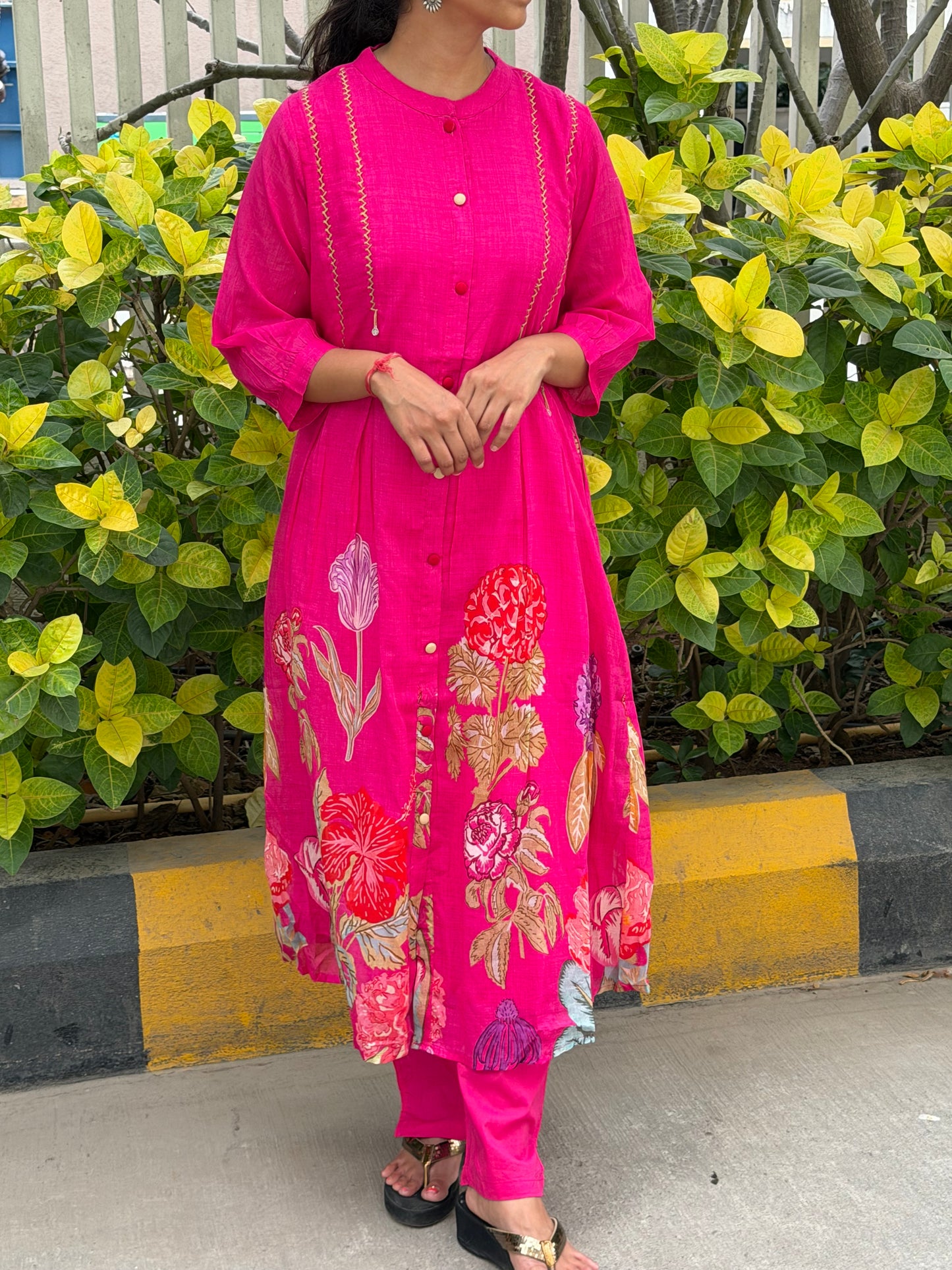 A0688 Pink floral Mulmul 2pc set