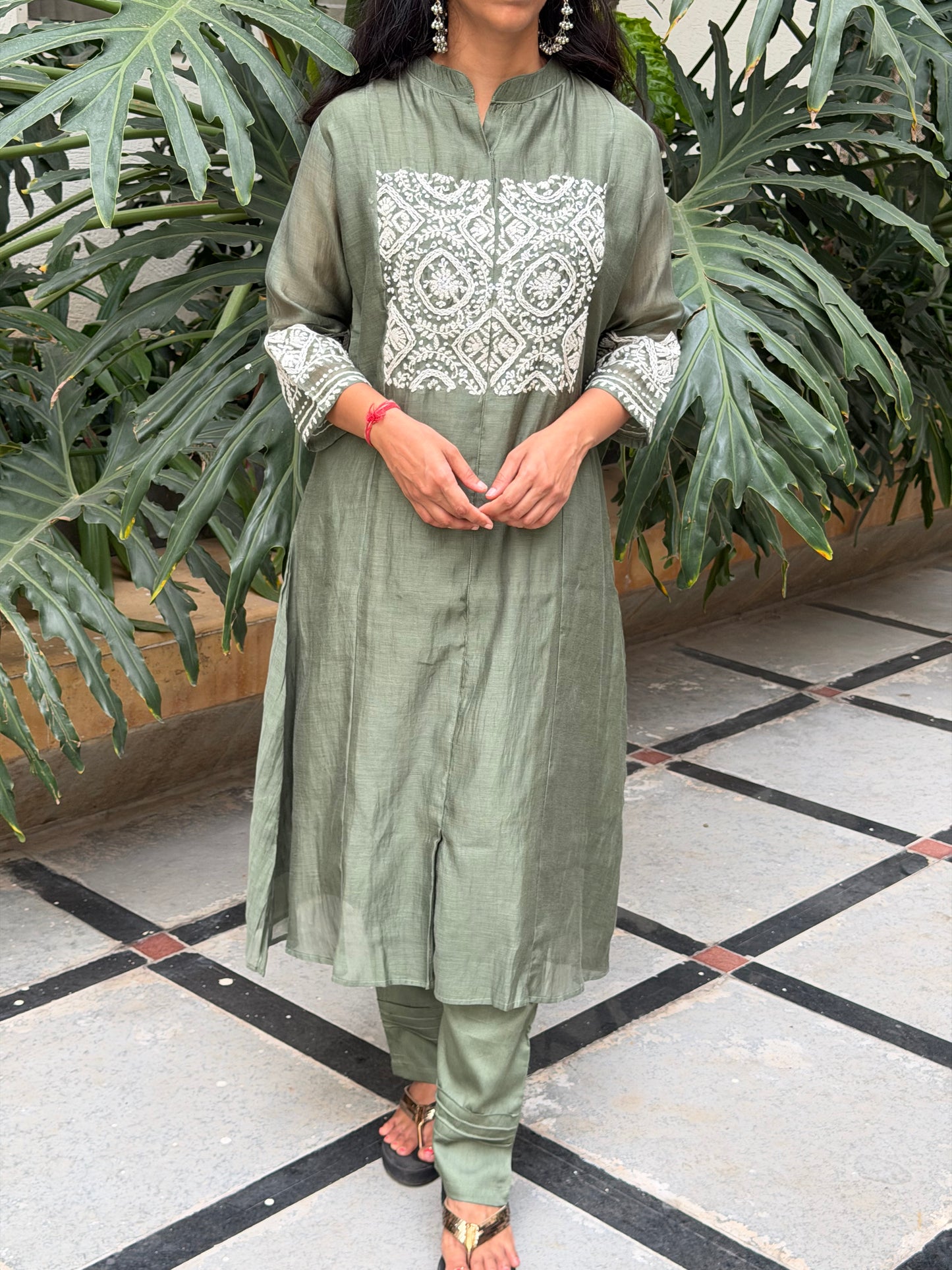A0679 Premium Mul Chanderi 2pc set in beautiful green shade