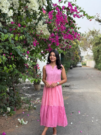 A0630 pink shaded 3 tier frock budget friendly collection