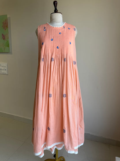 A0859 Jamdani double layer dress in pure Mul cotton