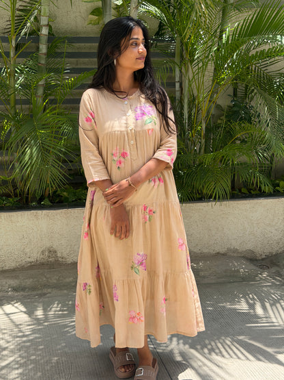 A0832 Mul Kota dresswith floral print all over the outfit