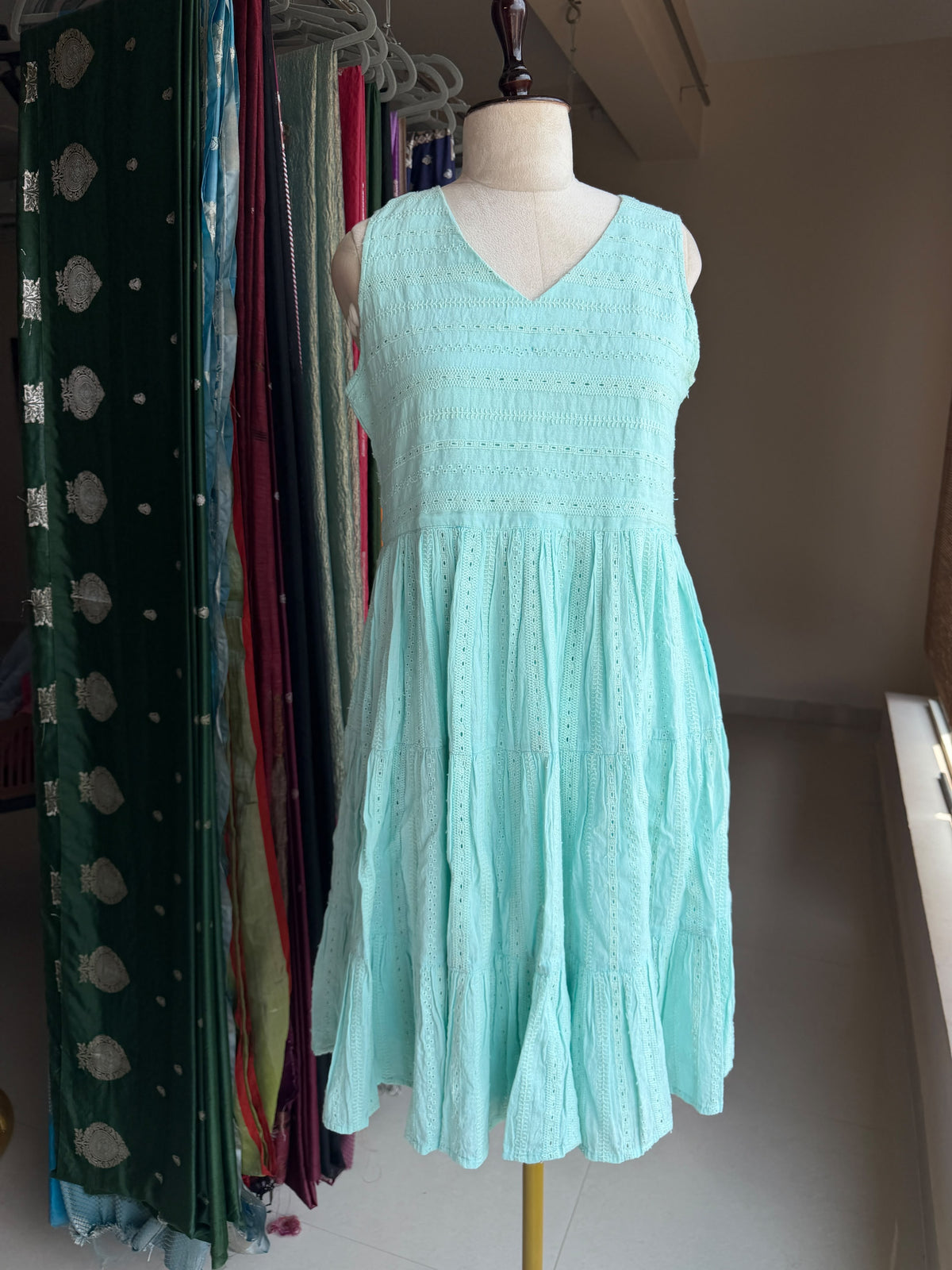 Sea blue Hakoba one piece sleeveless dress