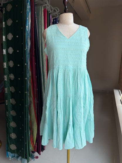 Sea blue Hakoba one piece sleeveless dress