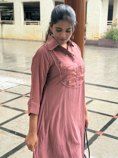 A0532 brown mul chanderi coord set