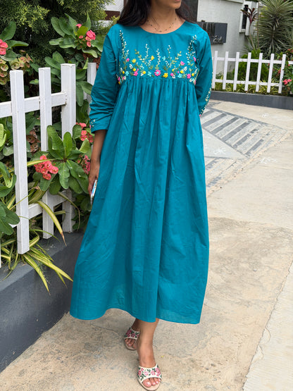 A0828 Cotton Kota hand embroidery dress