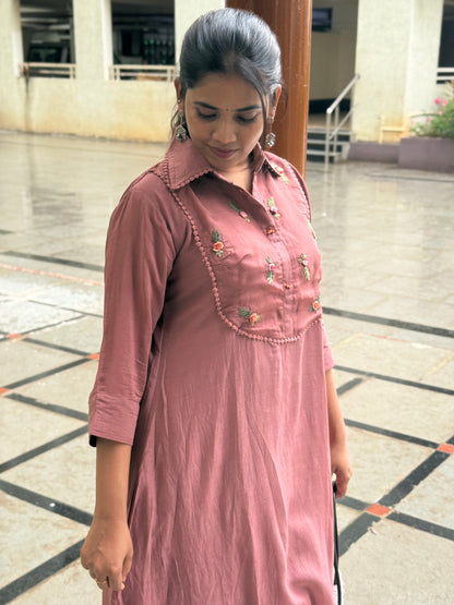 A0532 brown mul chanderi coord set