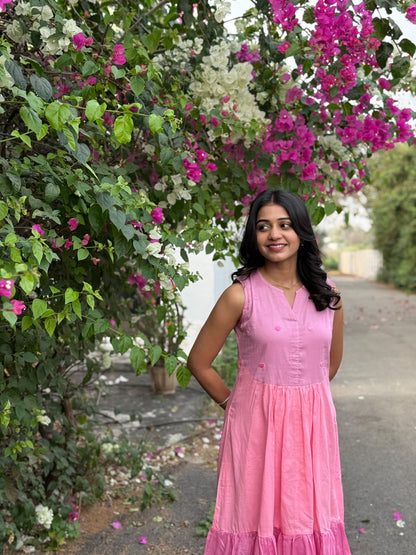 A0630 pink shaded 3 tier frock budget friendly collection