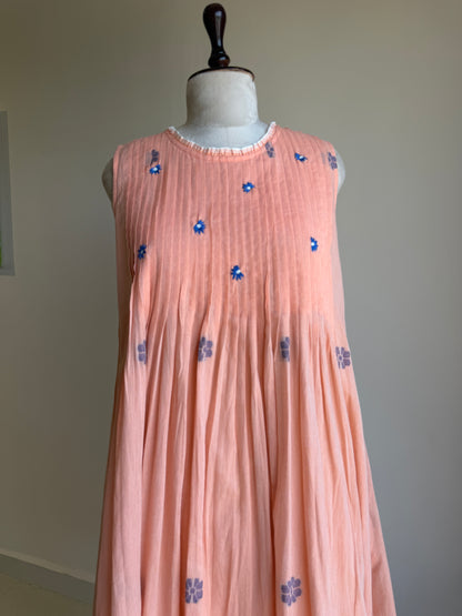 A0859 Jamdani double layer dress in pure Mul cotton