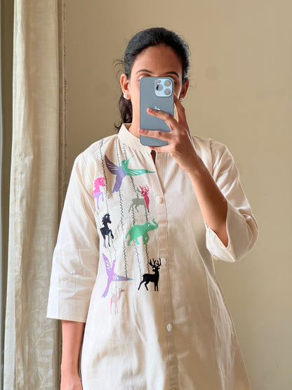 A0474 khadi animal printed coord set