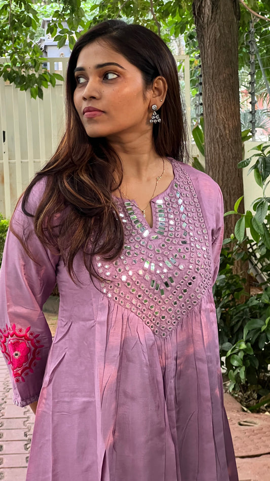 A0186 Mirror work Dola silk 2pc set