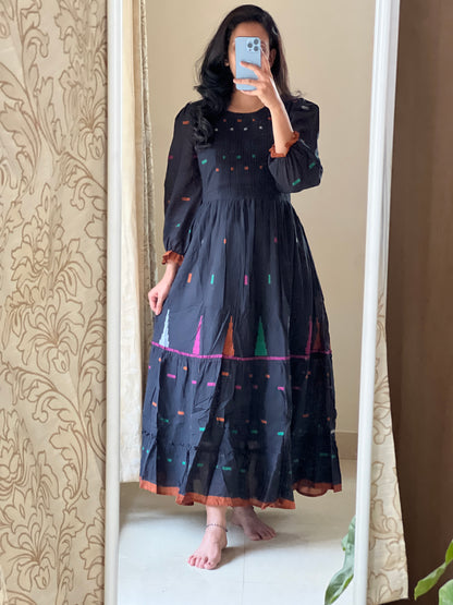 A0157 Bengal cotton jamdani one piece dress