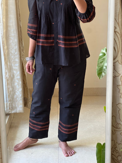 A0304 black Bengal cotton jamdani Coord set
