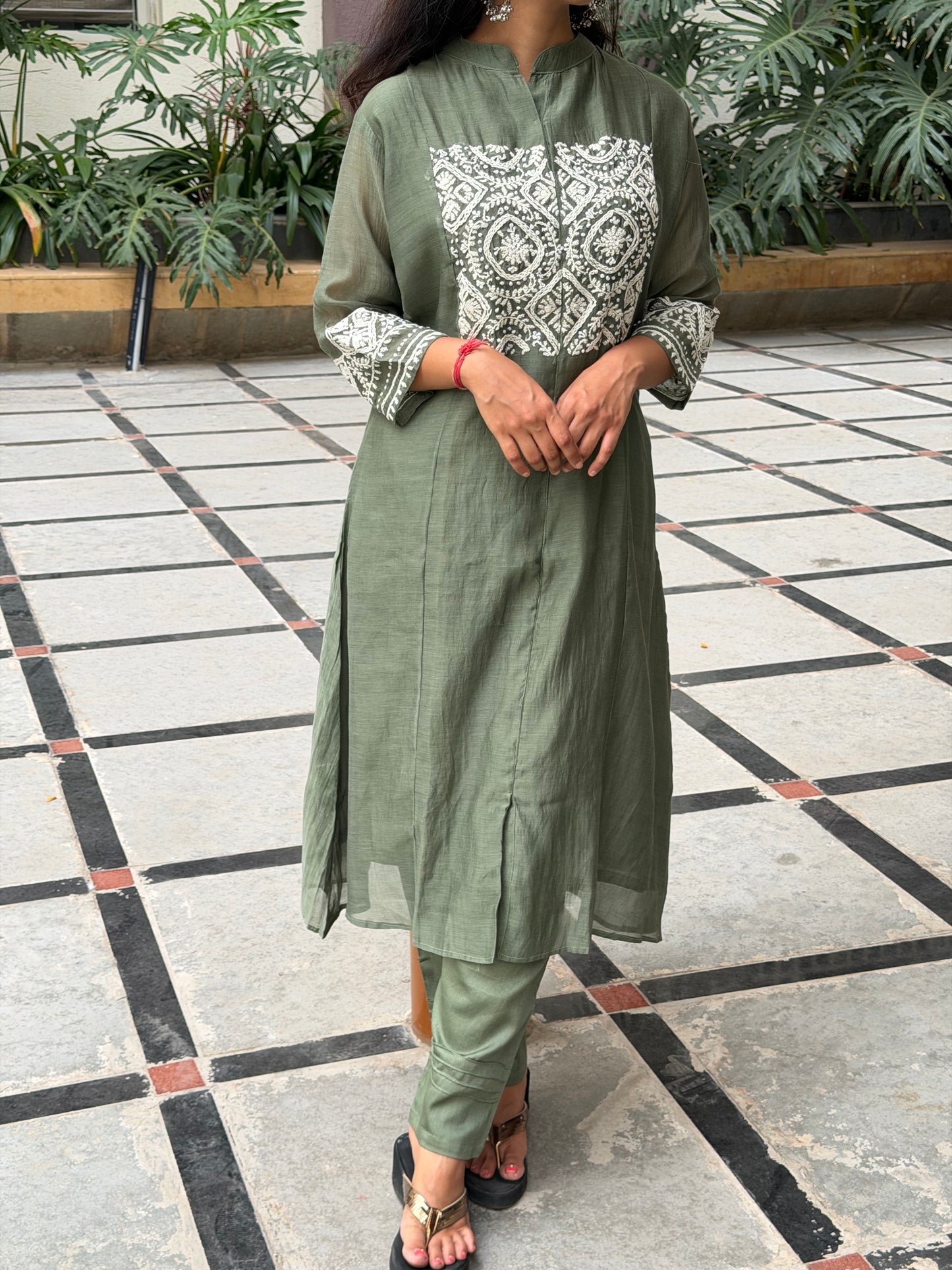 A0679 Premium Mul Chanderi 2pc set in beautiful green shade