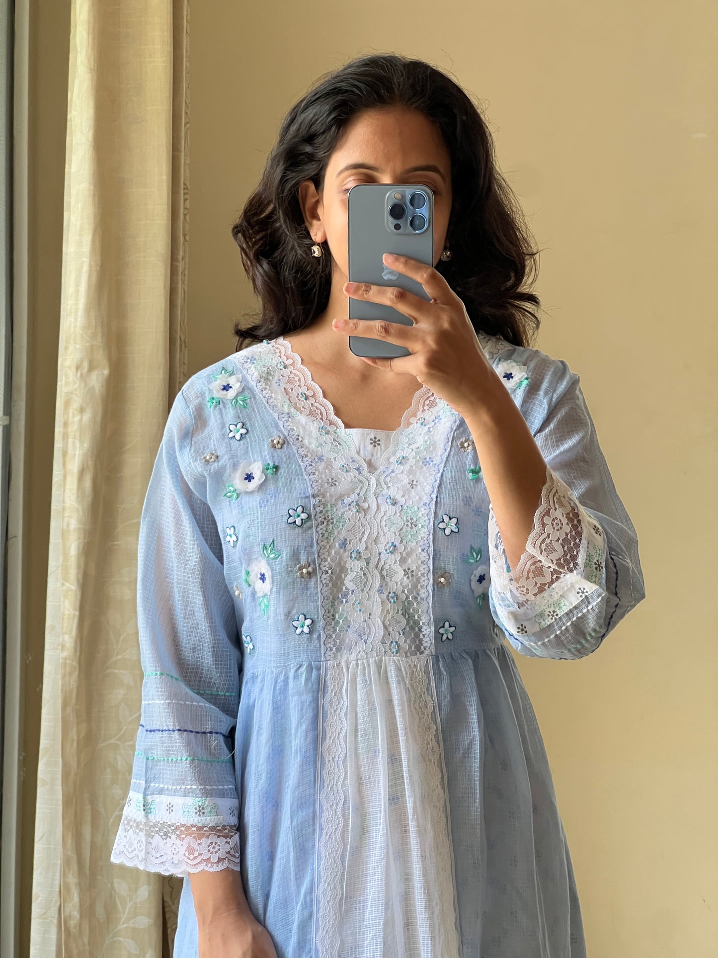 Blue Feather Pure Kota cotton dress comes with printed cotton lining