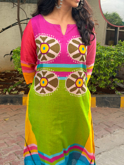 A0655 Mul cotton 2pc set in beautiful multi shade